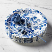 Elegant Dusty Blue Toile Floral Wedding Pappteller