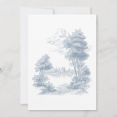 Elegant Dusty Blue Toile French Manor Wedding Einladung (Rückseite)