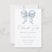 Elegant Dusty Blue Toile French Manor Wedding Save The Date (Vorderseite)