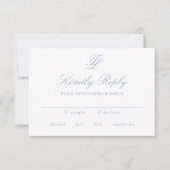 Elegant Dusty Blue Traditionelle Hochzeit RSVP Karte (Vorderseite)