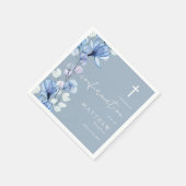 Elegant Dusty Blue Transparent Floral Confirmation Serviette (Ecke)