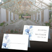 Elegant Dusty Blue Transparent Floral Wedding Platzkarte