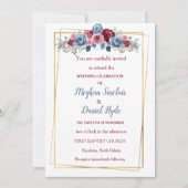 Elegant Dusty Blue und Burgundy Wedding Einladung (Vorderseite)