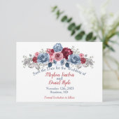 Elegant Dusty Blue und Burgundy Wedding Save The Date (Stehend Vorderseite)