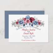 Elegant Dusty Blue und Burgundy Wedding Save The Date (Vorne/Hinten)