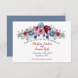 Elegant Dusty Blue und Burgundy Wedding Save The Date