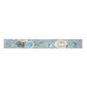 Elegant Dusty Blue und Cream Rose Wedding Satinband (Vorderseite)
