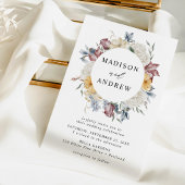 Elegant Dusty Blue und Mauve Wildblume Wedding Einladung