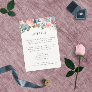 Elegant Dusty Blue und Rose Floral Swag Begleitkarte