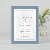 Elegant Dusty Blue und Silver Folieneinladung (Stehend vorne)