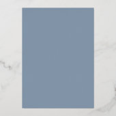 Elegant Dusty Blue und Silver Folieneinladung (Rückseite)