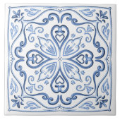 Elegant Dusty Blue und White Fliese (Vorderseite)