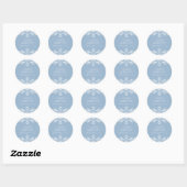 Elegant Dusty Blue und White Minimal Wedding Runder Aufkleber (Blatt)