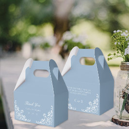 Elegant Dusty Blue und White Wedding Vielen Dank Geschenkschachtel