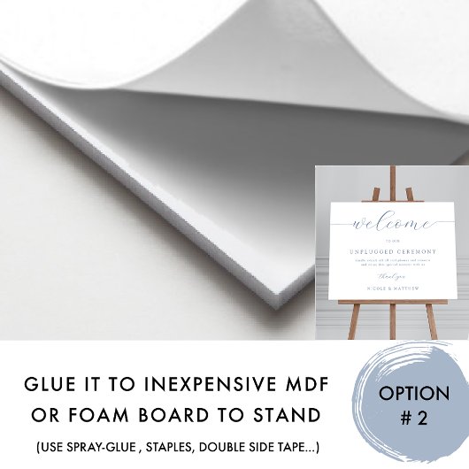 Elegant Dusty Blue Unplugged Wedding Welcome Sign Poster