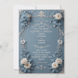 Elegant Dusty Blue Vintag Floral Wedding Einladung