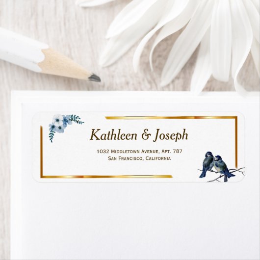 Elegant Dusty Blue Watercolor Blue Birds Wedding L (Insitu)