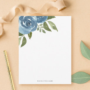 Elegant Dusty Blue Watercolor Blumengestation Mitteilungskarte