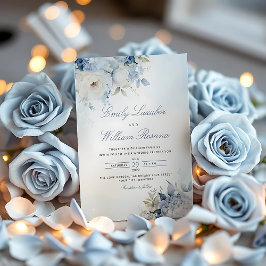 Elegant Dusty Blue Watercolor Boho Floral Wedding Einladung