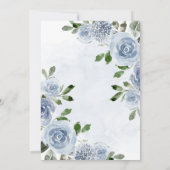Elegant Dusty Blue Watercolor Floral Wedding Einladung (Rückseite)