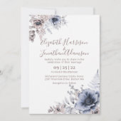 Elegant Dusty Blue Watercolor Floral Wedding Einladung (Vorderseite)