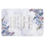 Elegant Dusty Blue Watercolor Floral Wedding Magnet (Horizontal)