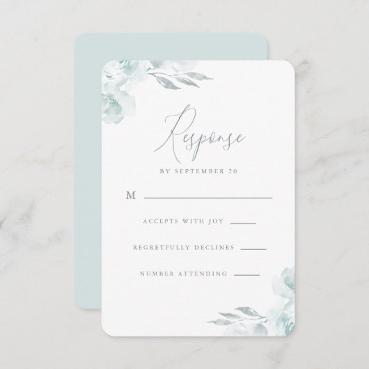 Elegant Dusty Blue Watercolor Floral Wedding Rsvp (Vorne/Hinten)