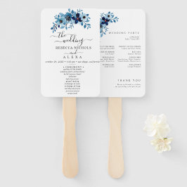 elegant dusty Blue watercolor flower bouquet Fächer