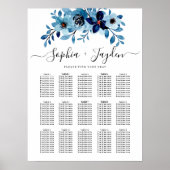 elegant dusty Blue watercolor flower bouquet Poster (Vorne)