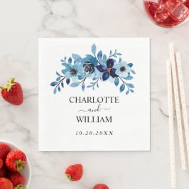 elegant dusty Blue watercolor flower bouquet Serviette