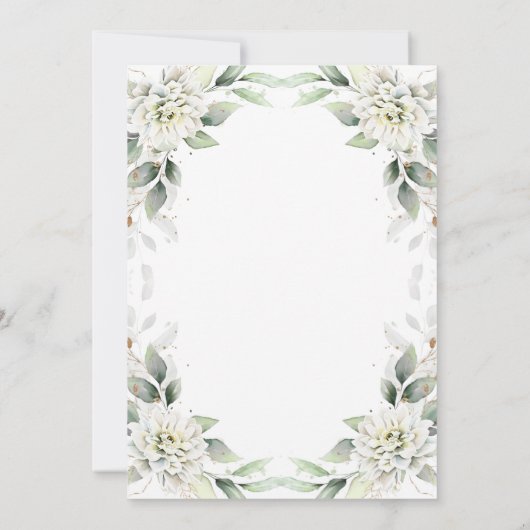 Elegant Dusty Blue Watercolor Grüne Hochzeit Einladung (Rückseite)