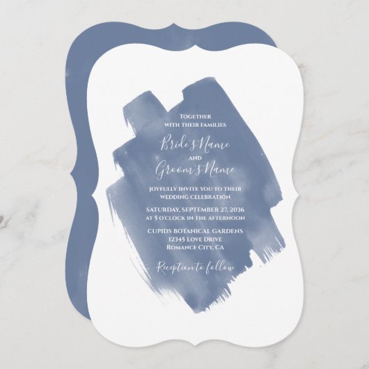 Elegant Dusty Blue Watercolor Hochzeit Einladungen (Vorne/Hinten)