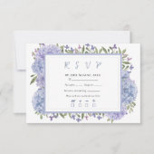 Elegant Dusty Blue Watercolor Hydrangeas Wedding RSVP Karte (Vorderseite)