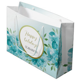Elegant Dusty Blue Watercolor Mit Monogramm Große Geschenktüte