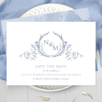 Elegant Dusty Blue Watercolor Monogram