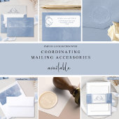 Elegant Dusty Blue Watercolor, Monogram Wedding L