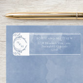 Elegant Dusty Blue Watercolor, Monogram Wedding L