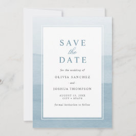 Elegant Dusty Blue Watercolor Ombre Save the Date