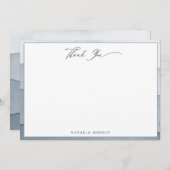 Elegant Dusty Blue Watercolor Vielen Dank Mitteilungskarte (Vorne/Hinten)