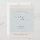 Elegant Dusty Blue We Do WoodGrain Stripes Wedding Einladung (Vorderseite)