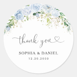 Elegant Dusty Blue Wedding Classic Round Sticker