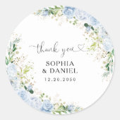 Elegant Dusty Blue Wedding Classic Round Sticker (Vorderseite)