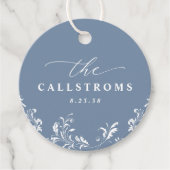 Elegant Dusty Blue Wedding Classy Round Geschenkanhänger (Vorderseite)