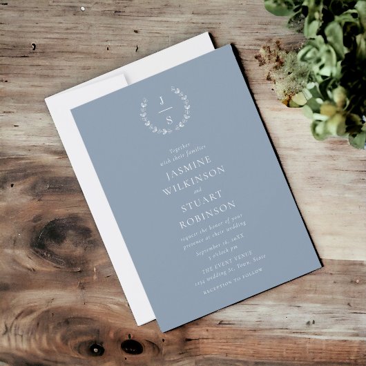 Elegant Dusty Blue Wedding Einladung