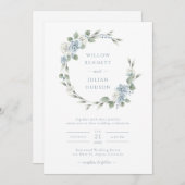 Elegant Dusty Blue Wedding Einladung (Vorne/Hinten)