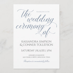 Elegant Dusty Blue Wedding Einladungen Kalligraphi