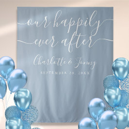 Elegant Dusty Blue Wedding Foto Hintergrund Wandteppich