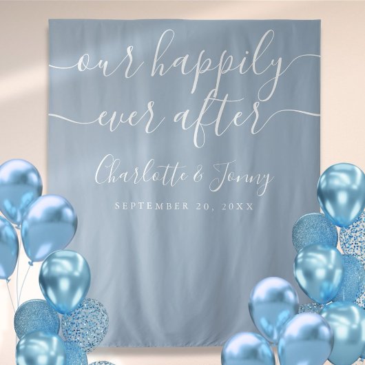 Elegant Dusty Blue Wedding Foto Hintergrund Wandteppich