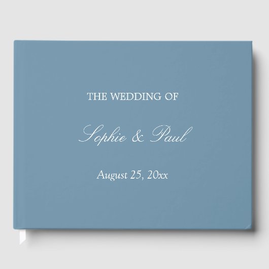 Elegant Dusty Blue Wedding Guest Book Gästebuch (Vorderseite)
