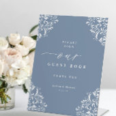 Elegant Dusty Blue Wedding Guest Book Sign Sockelschild